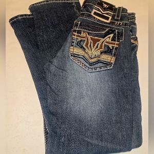 Blue Denim Jeans with Embroidered Pocket